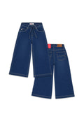 GIRLS DENIM ROUND WAISTBAND WIDE LEG JEANS