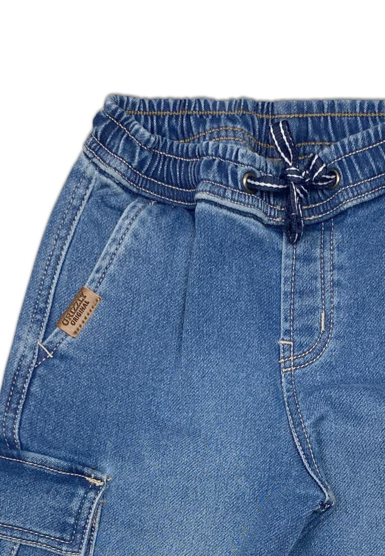 TODDLER BOYS DENIM GARTERIZED CARGO PANTS