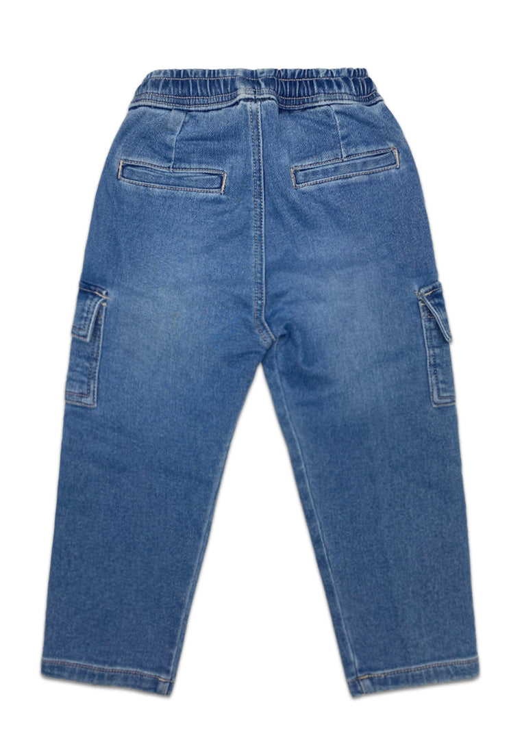 TODDLER BOYS DENIM GARTERIZED CARGO PANTS