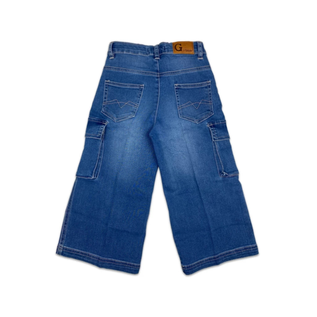 Girls Denim Wide Leg Cargo Pants - SAMPLE (Copy)