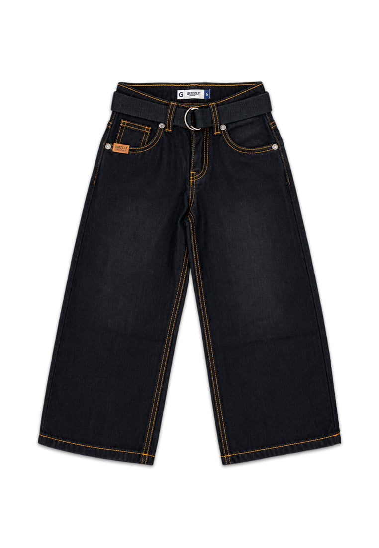 BOYS RWB BLACK DENIM BASIC BAGGY JEANS