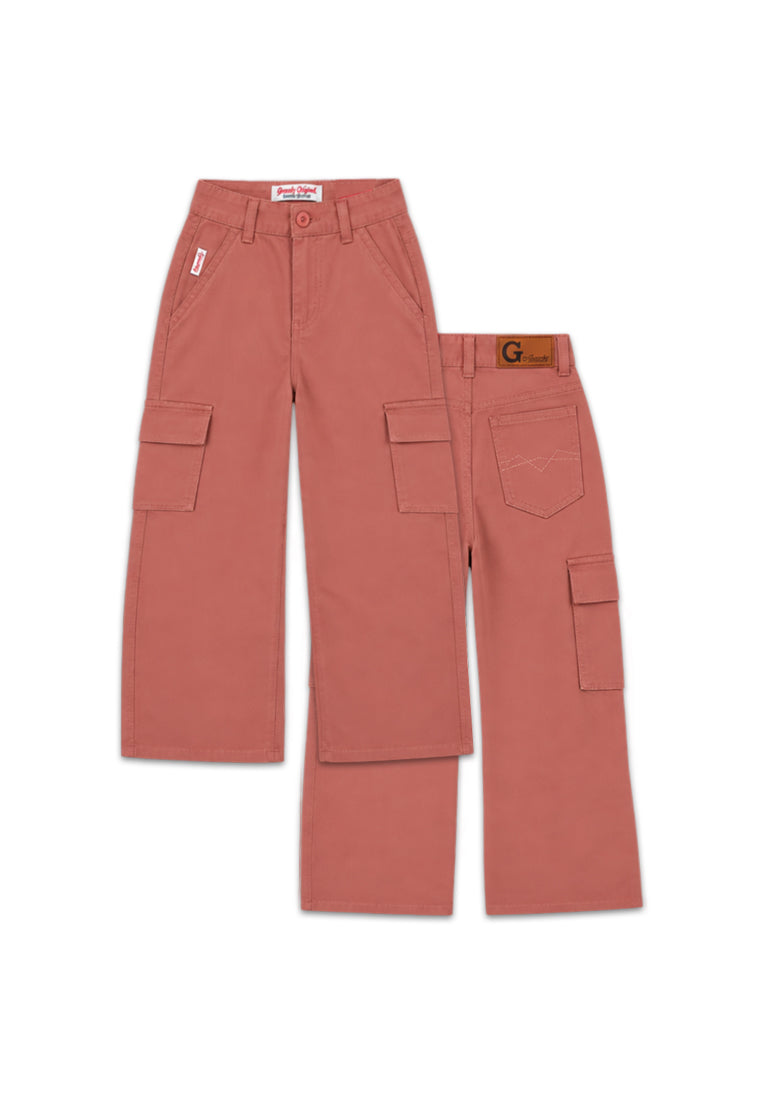 GIRLS TWILL CARGO WIDE LEG JEANS