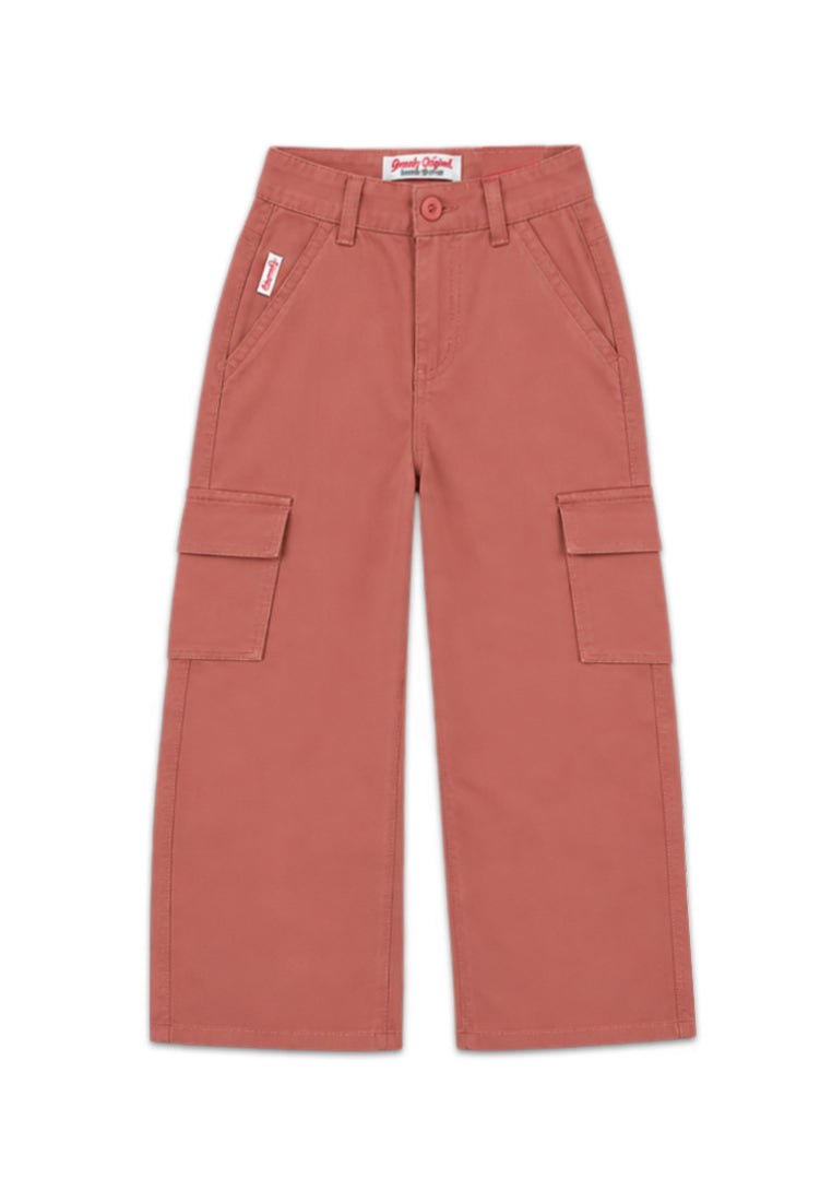 GIRLS TWILL CARGO WIDE LEG JEANS