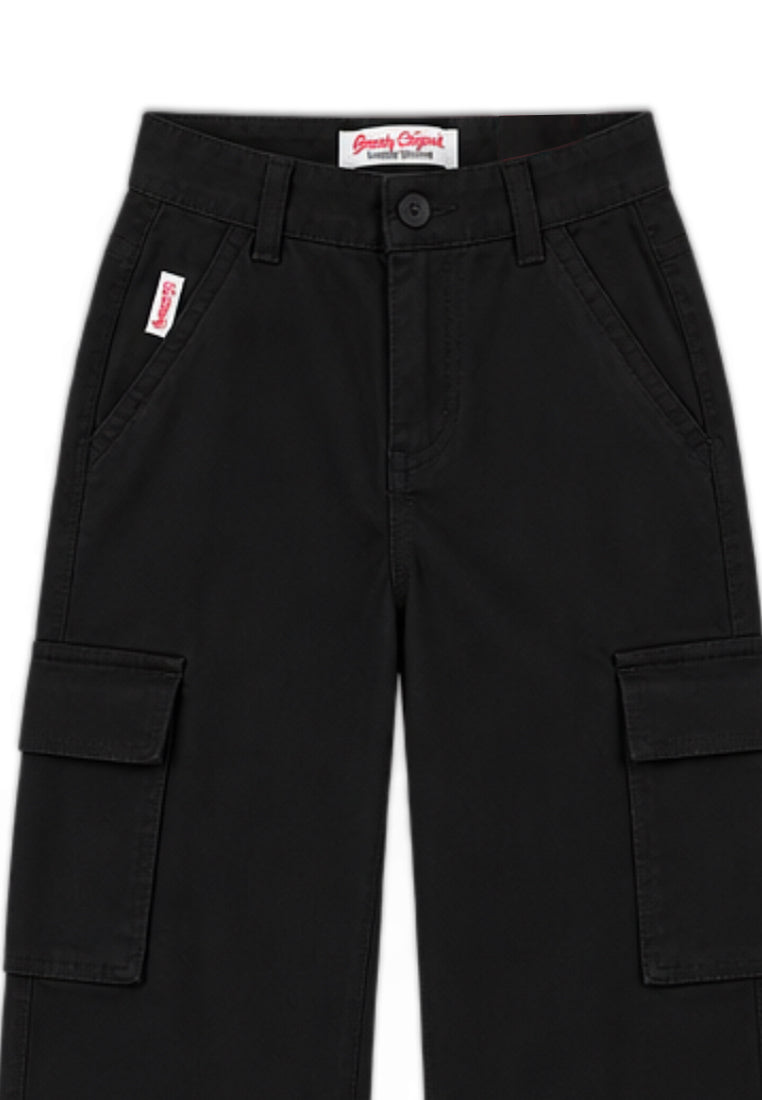 GIRLS TWILL CARGO WIDE LEG JEANS
