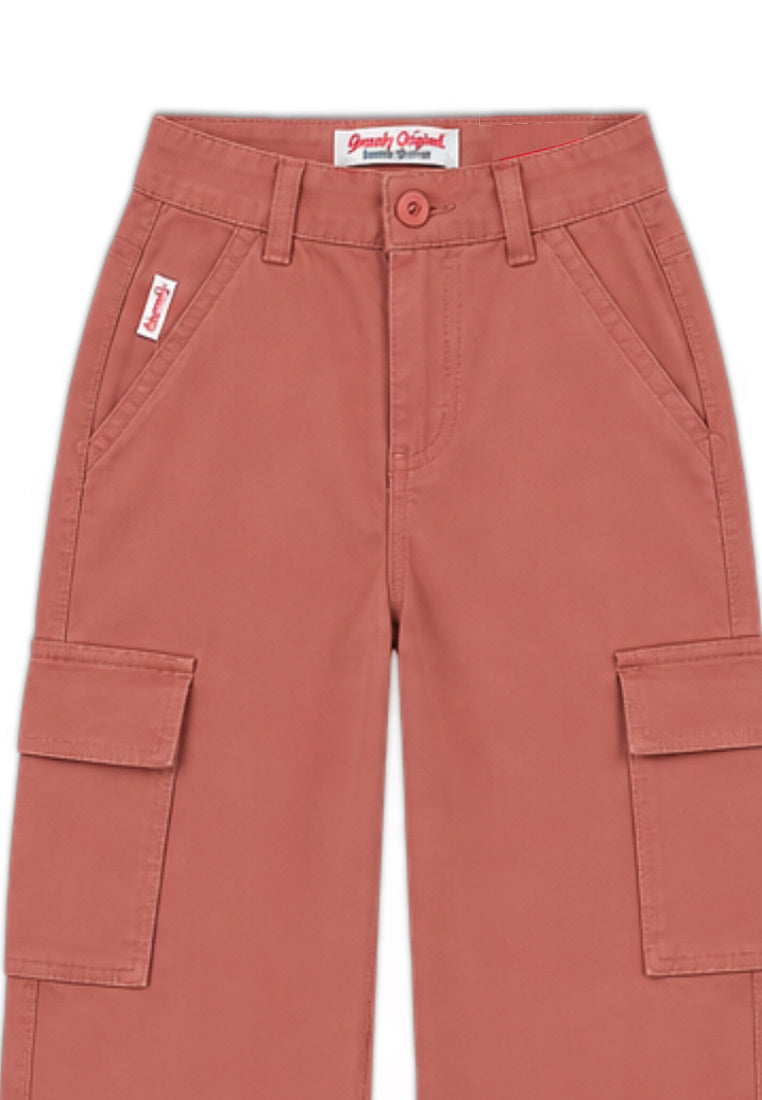 GIRLS TWILL CARGO WIDE LEG JEANS