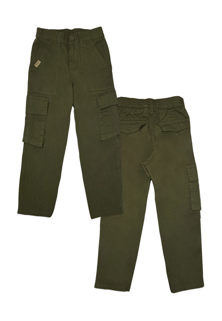 BOYS TWILL BACK GARTER CARGO STRAIGHT PANTS