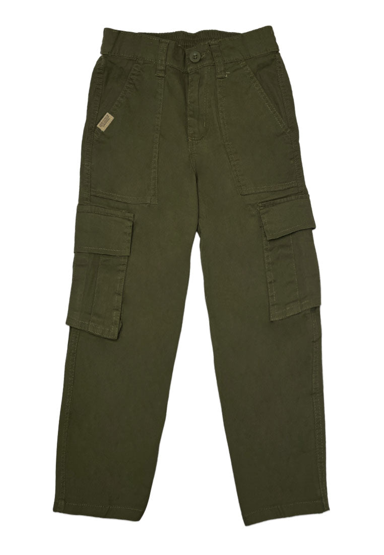 BOYS TWILL BACK GARTER CARGO STRAIGHT PANTS