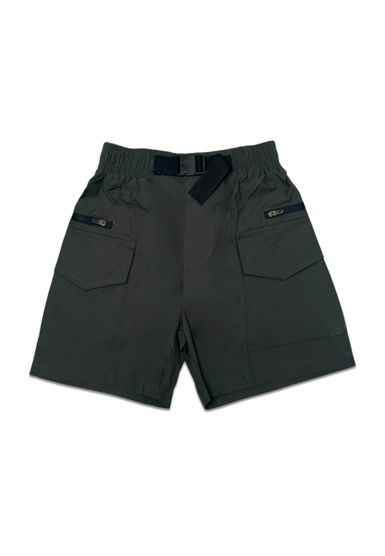 TODDLER BOYS GARTERIZED CARGO SHORT W/ STRAP BELT