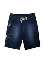 Garterized Cargo Denim Short w/ 2 welt pocket