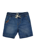 Garterized Denim Short w/ 2 patch pkt