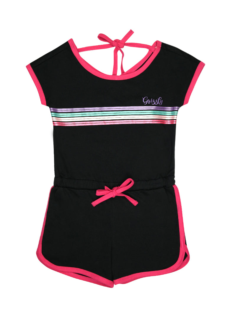 Shortsleeve Romper Shorts w/ Flat Print
