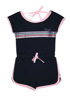 Shortsleeve Romper Shorts w/ Flat Print