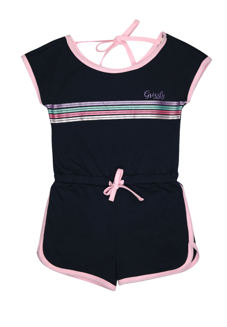 Shortsleeve Romper Shorts w/ Flat Print