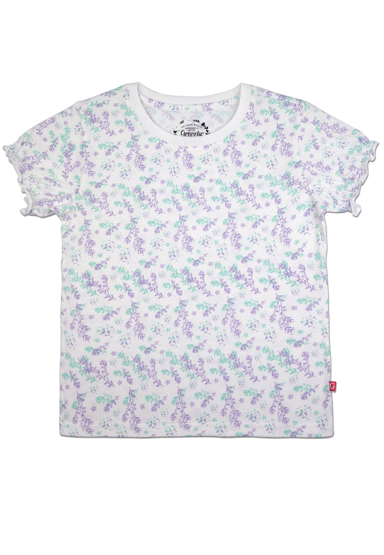 Round neck Shortsleeve Tee w/ Ruffled Hem on Sleeve