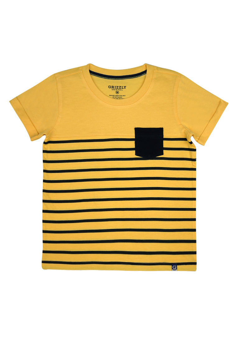 Roundneck Shortsleeve Tee Printed Stripes w/ pkt