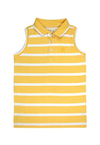 Sleeveless Stripes Pique Collar Shirt