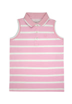 Sleeveless Stripes Pique Collar Shirt
