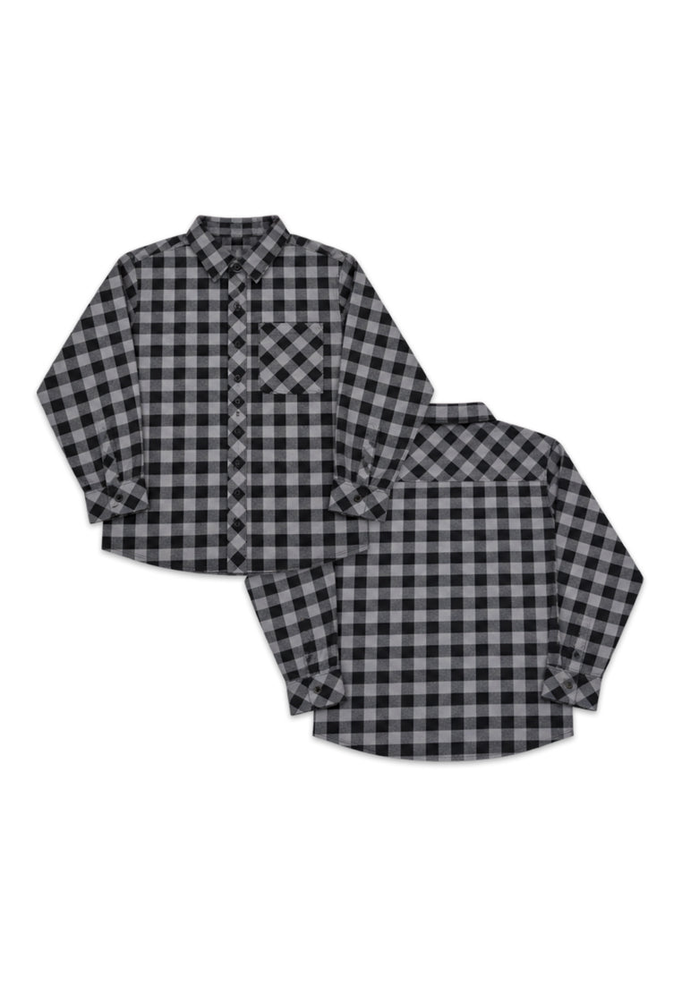 BOYS CHECKERED LS POLO