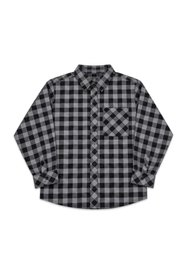 BOYS CHECKERED LS POLO