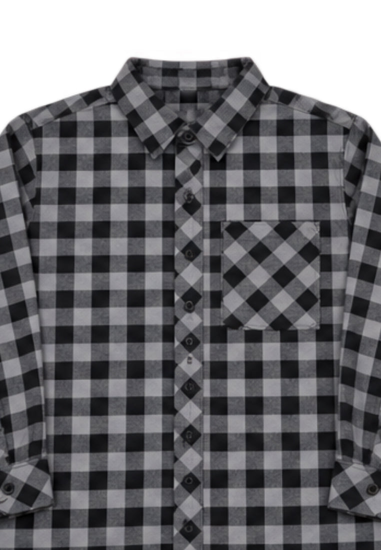 BOYS CHECKERED LS POLO