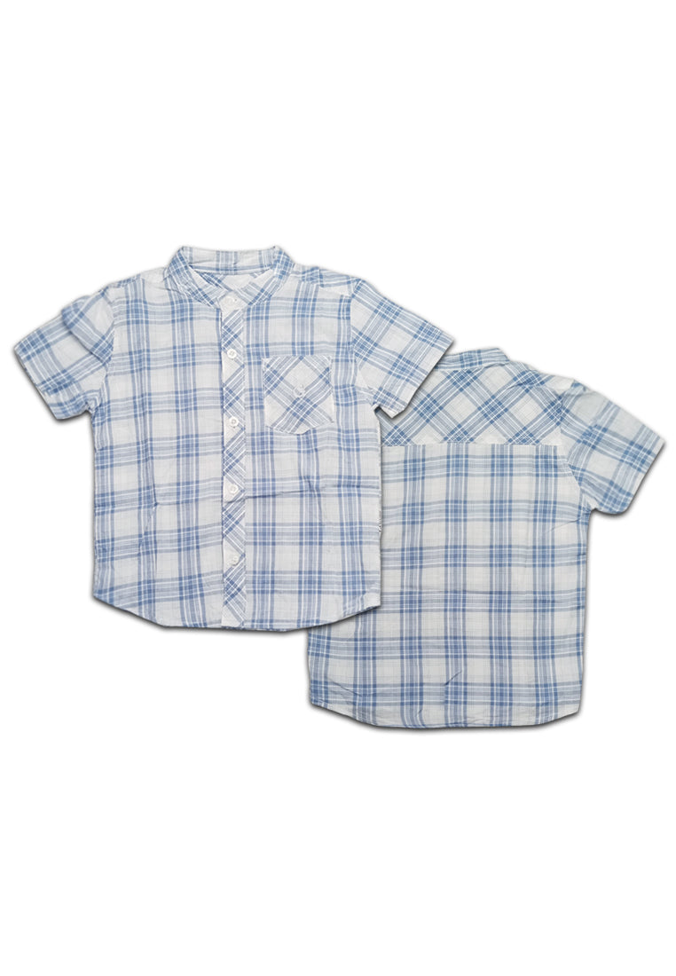 TODDLER BOYS S/S CHINESE COLLAR CHECKERED POLO