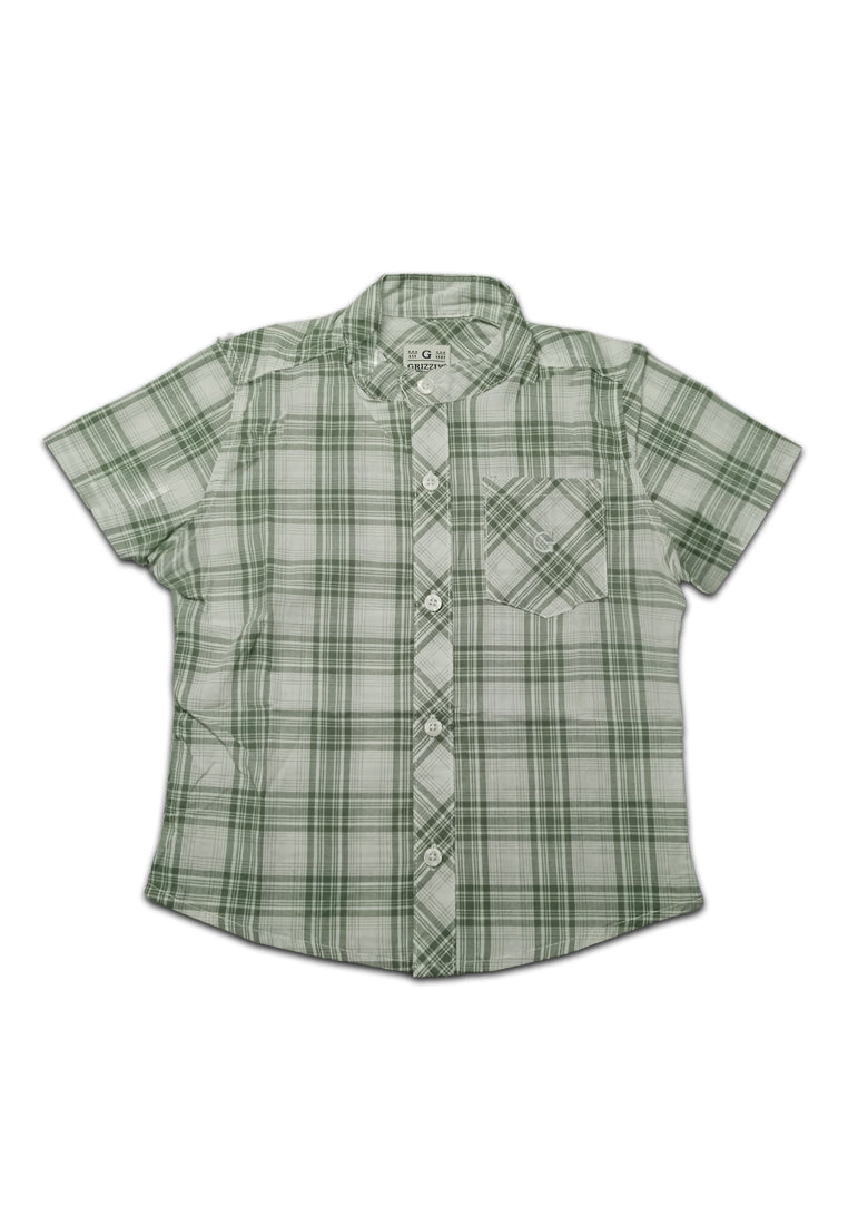 TODDLER BOYS S/S CHINESE COLLAR CHECKERED POLO