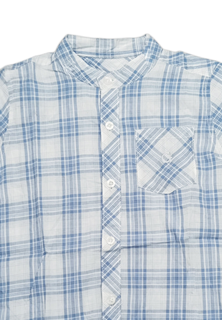 TODDLER BOYS S/S CHINESE COLLAR CHECKERED POLO