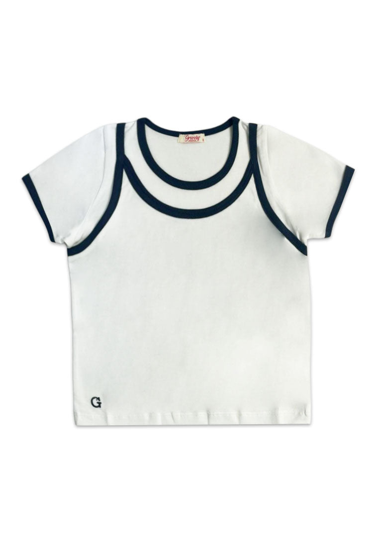 GIRLS S/S 2 IN 1 FASHION TOPS (EMBROIDERY)