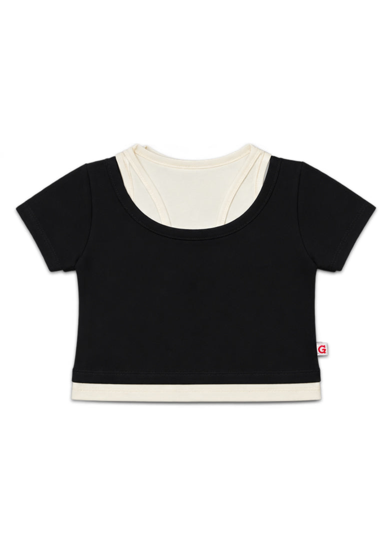 GIRLS S/S 2 IN 1 FASHION TOPS (EMBROIDERY)