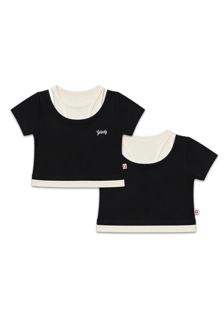 GIRLS S/S 2 IN 1 FASHION TOPS (EMBROIDERY)