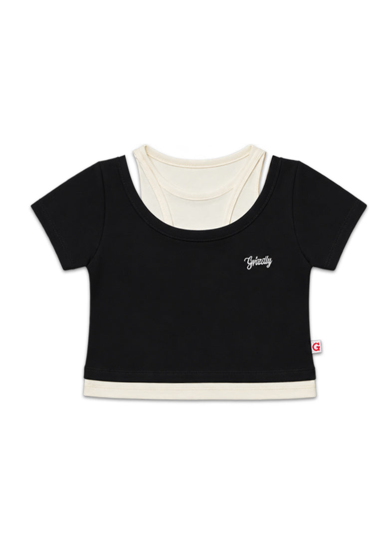 GIRLS S/S 2 IN 1 FASHION TOPS (EMBROIDERY)
