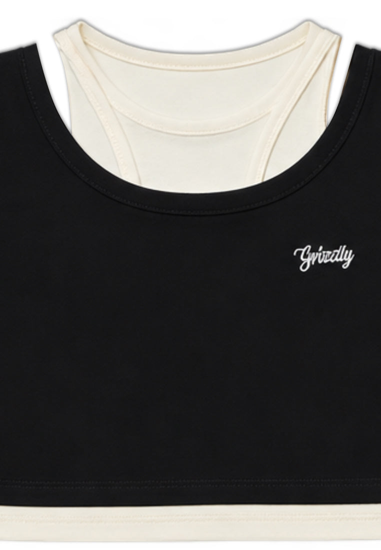 GIRLS S/S 2 IN 1 FASHION TOPS (EMBROIDERY)