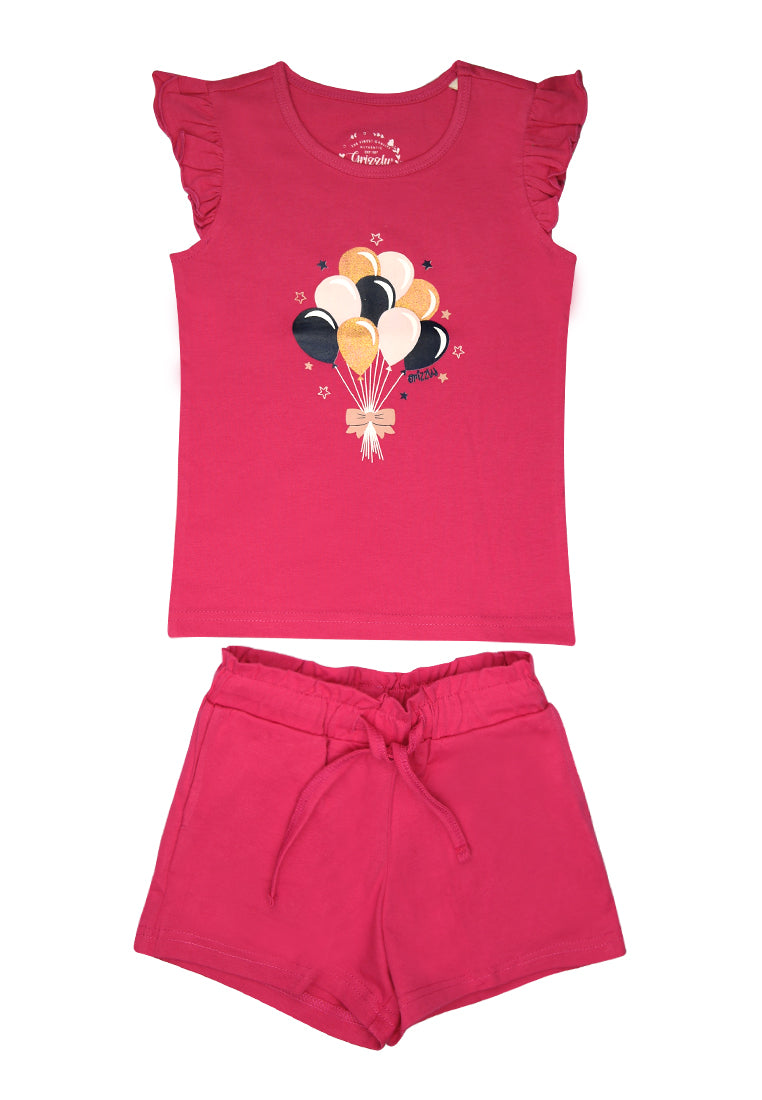 Ruffled Sleeve Tee w/ Short set