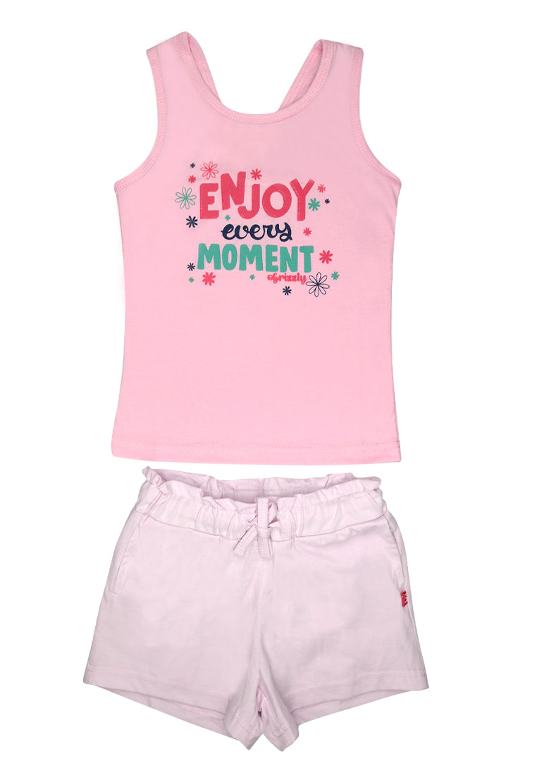 Sleeveless Tee w/ Full Garter Short Set