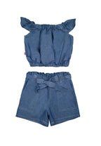 Off-shoulder Crop Top w/ Paperbag Shorts set