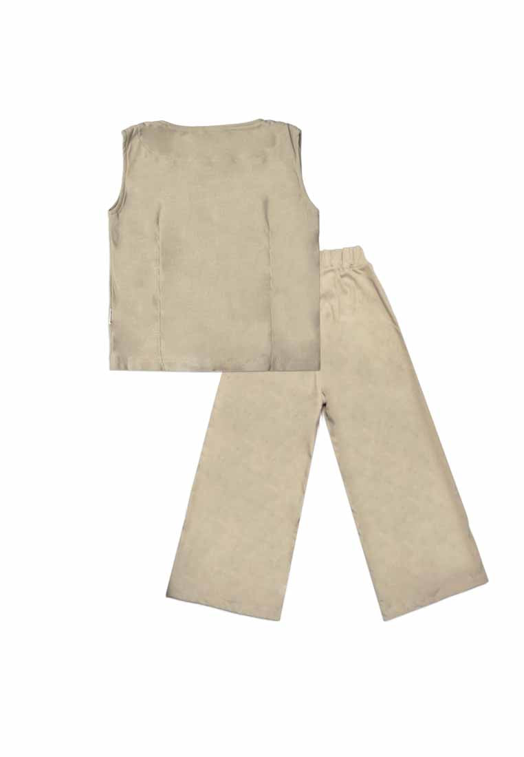GIRLS BUTTONED VEST TOP & WIDE LEG PANTS SETS