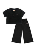 GIRLS V-NECK BOXY TOP & WIDE LEG CARGO PANTS SETS