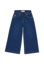 GIRLS DENIM ROUND WAISTBAND WIDE LEG JEANS