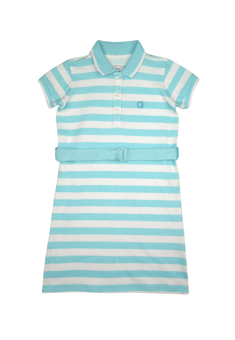 Stripes Pique Collar Dress w/ Belt