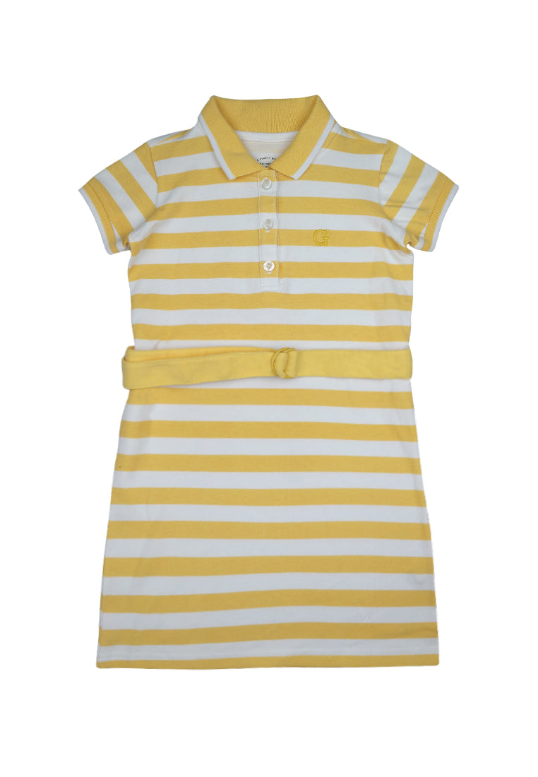 Stripes Pique Collar Dress w/ Belt